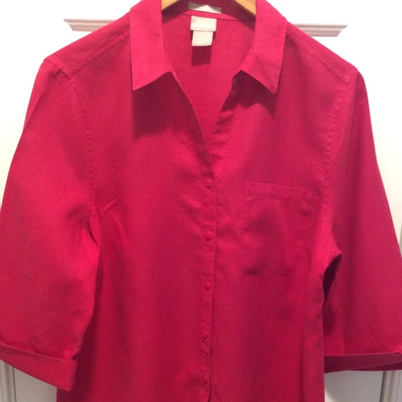 Chico's Tops - Chico's size 2 (12-14) red 100% linen blouse